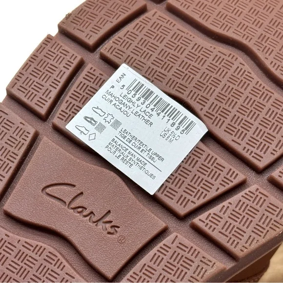 Clarks Leighly Lace Up Leather Boots with Faux Fur Cuff Brown Size 8 - Picture 9 of 11